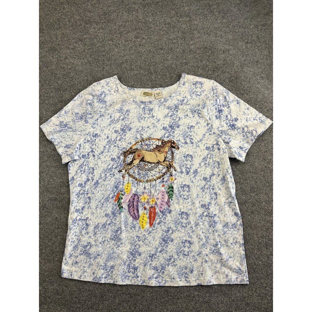 Collections Etc Shirt Womens XL Dreamcatcher Horse Graphic Floral‎ Sequin Tee